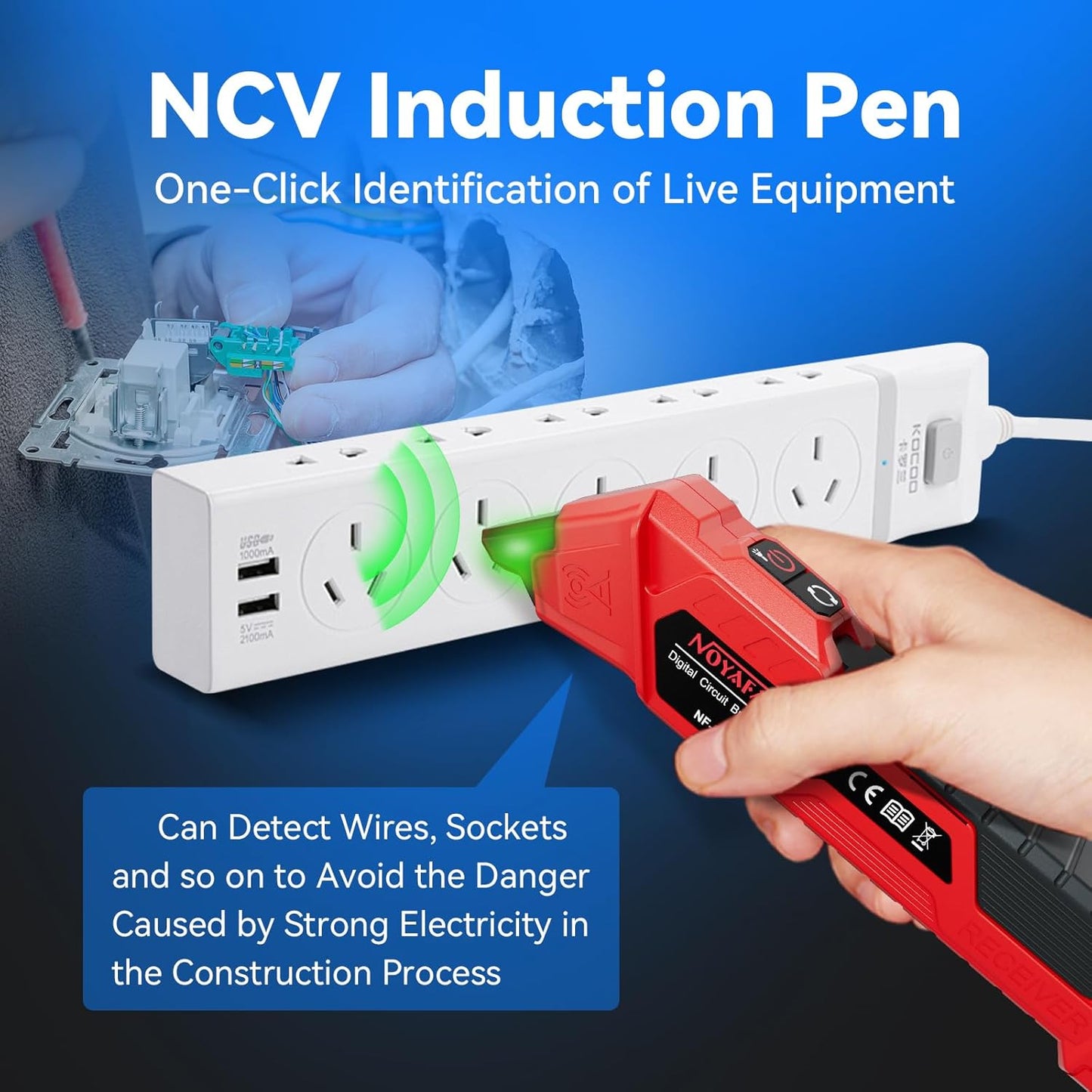 NOYAFA NF-827 Circuit Breaker Finder Tool & GFCI Outlet Tester - 90-120V AC, Includes Accessories & Storage Case