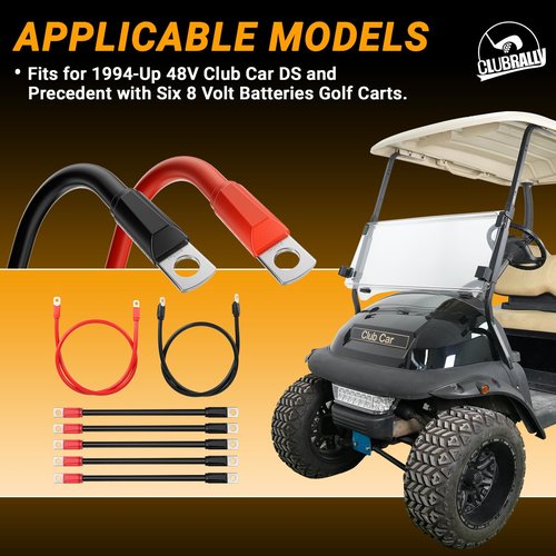 CLUBRALLY Golf Cart Heavy Duty Battery Cable 7 PCS Set 4 Gauge for 1994-Up Club Car DS & Precedent 48Volt