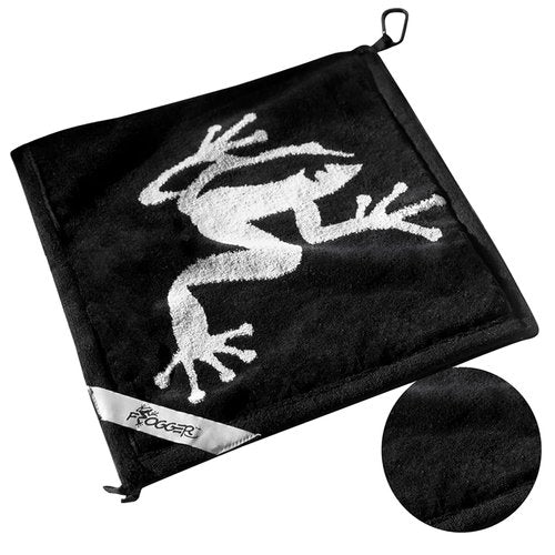 Frogger Amphibian 2-in-1 Golf Towel with Wet and Dry Technology, Black/Grey, Premium Golf Bag Accessory with Carabiner Clip, Ultra Absorbent, for Golf Dads