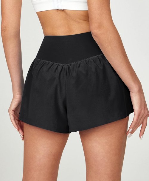 Ewedoos Athletic Shorts - High-Waisted Flowing Running Skorts for Women | Stylish Butterfly Design