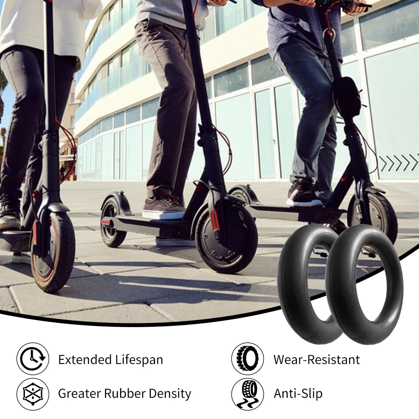 10x2.75-6.5 scooter tire tube, 70/65-6.5 Inner Tube, 10 inch Tires Replacement, for Speedway 5 Dualtron 3 Hover-1 Alpha gotrax G4 scooter [Thickened] [Valve Extension] [Tire Levers] (Tire Tube*2)