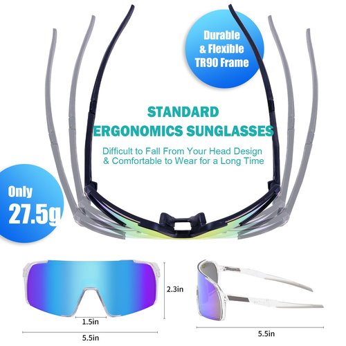 Semjar Cycling Glasses Mens Womens Boys,Polarized Sports Baseball Sun Glasses,UV Protection Big Sunglasses for Softball Beach Volleyball Biking MTB