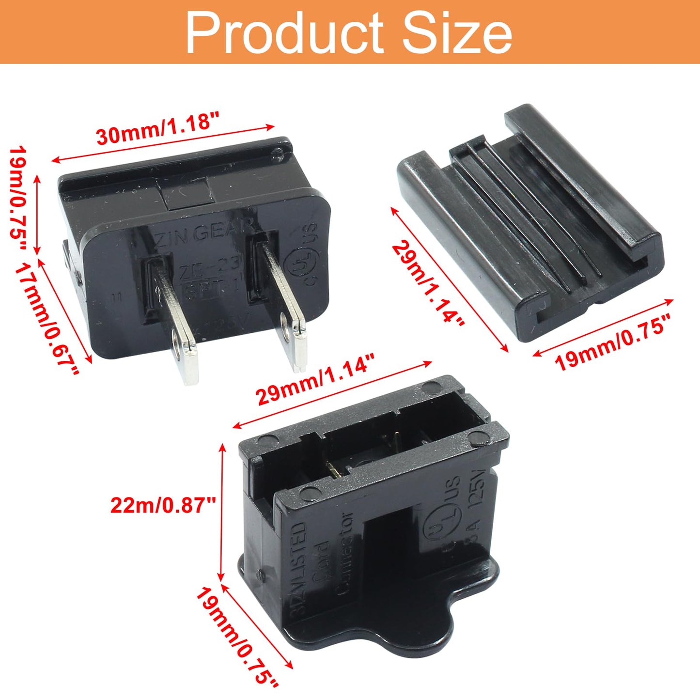 Bonsicoky 20 Pack SPT-1 Vampire Plugs Male and Female - Black Zip Electrical Light End Plug for Holiday Lights Party Decoration