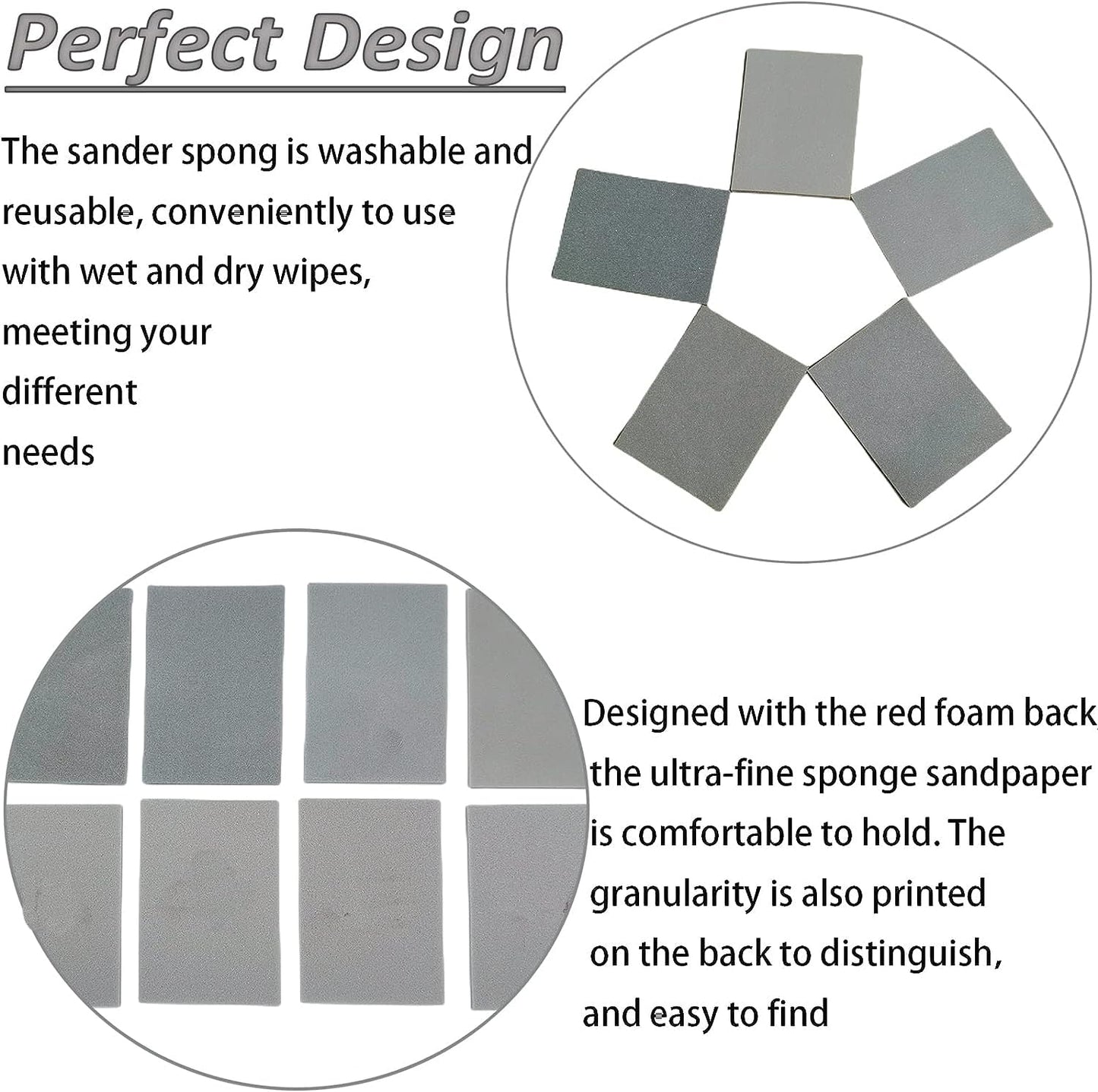 Tonmp 20 Pcs 3 x 4 Inch 600 Grit Sanding Sponge Set, Ultra Fine Sanding Sponges Pads, Soft Foam Hand Sander Block Wet Dry Sandpaper for Model Drywall Metal Wood Furniture Polishing (600 Grit)