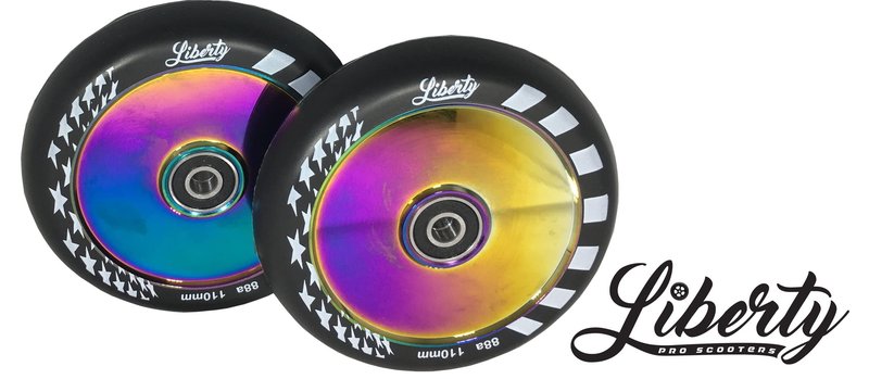 Liberty Pro Scooters - Hollow Core Wheels - Set of 2 (Oil Slick - Neo Chrome)