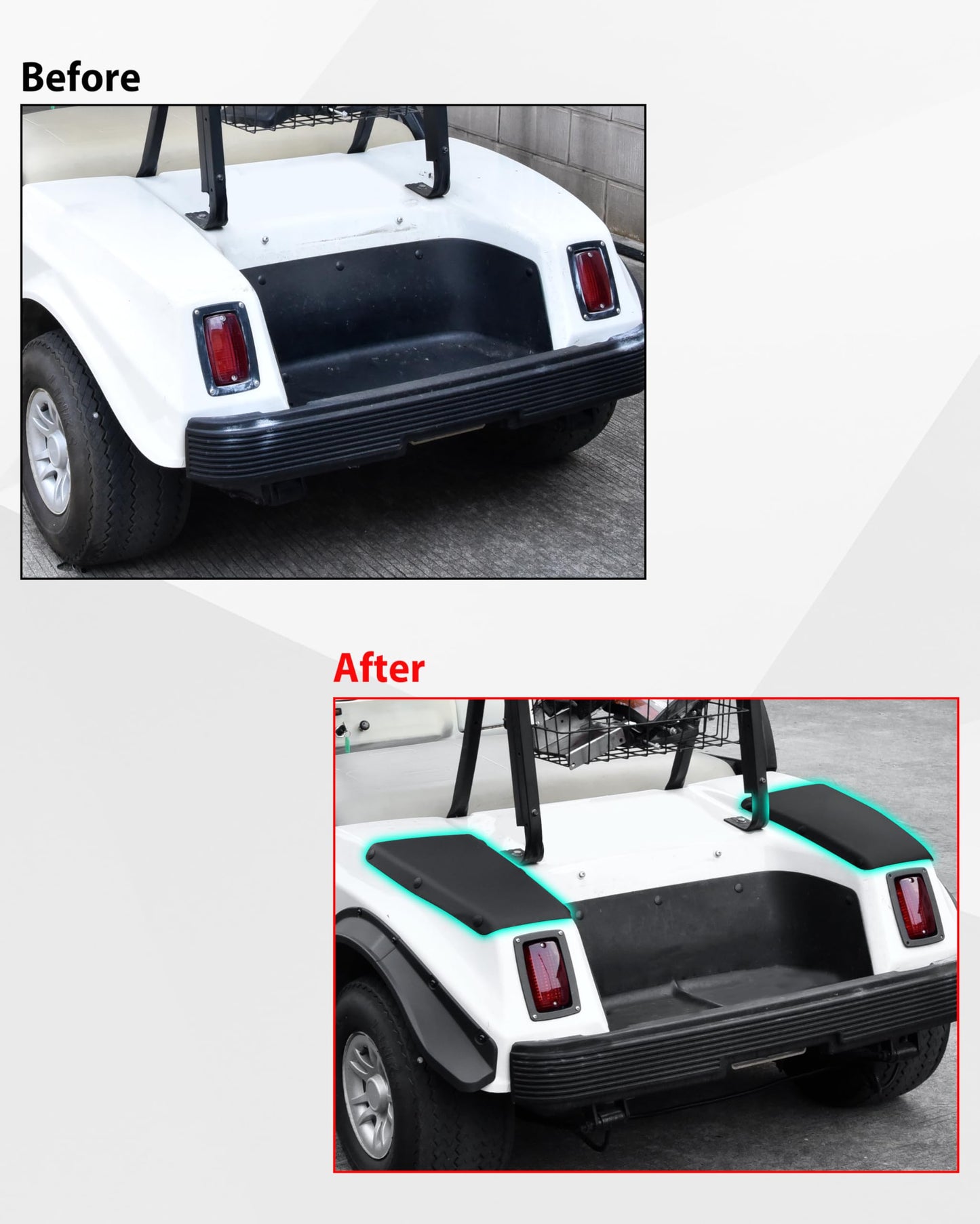 SAUTVS Scuff Guard Plastic Pad Rear Side Guard Panels Set Compatible with Club Car DS Golf Cart 1981+ Accessories, 2pcs (Driver & Passenger Side)