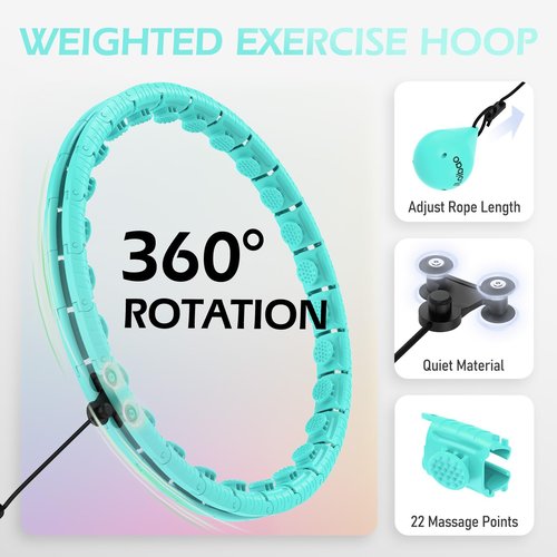JLoibao Weighted Hula Circle with 26/32 Links(56-66 Inch) for Adults Weight Loss, Infinity Fitness Hoop Plus Size, for Women Smart Exercise Equipment