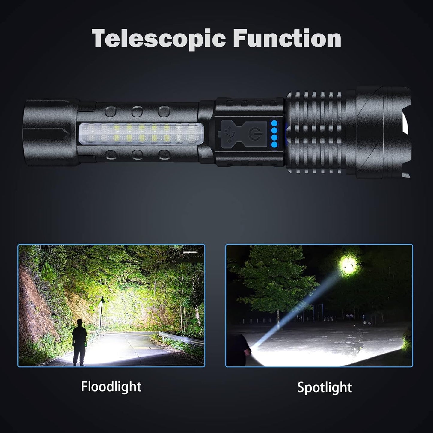 Rechargeable High Lumens Flashlight 2 Pack - 990000 Lumen Super Bright LED, 7 Modes, IPX6 Waterproof for Camping & Emergencies