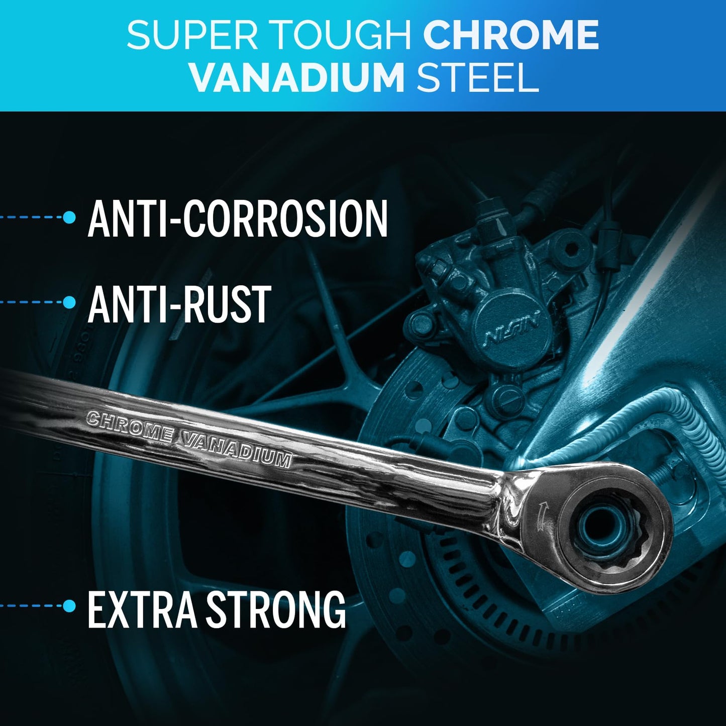 TOOLGUARDS Ratcheting Wrench Set 26pcs - Metric and Standard - With Rack Organizer - Wrenches - Combination Ratchet Wrench Set - 100% Lifetime Satisfaction Guarantee