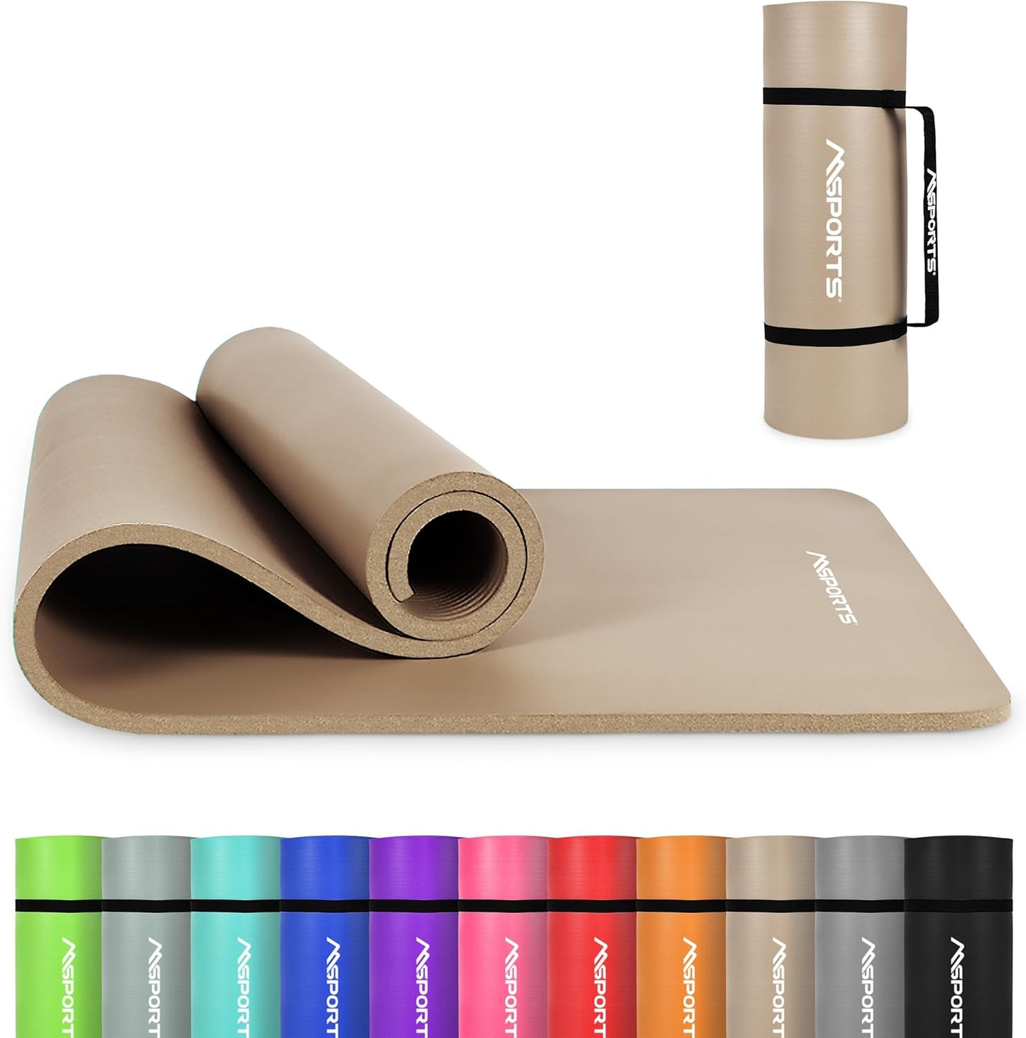 MSPORTS Yoga Mat - Premium Non-Slip Thick Exercise Mat for Home Workouts & Pilates | Cushioned NBR Foam, Includes Strap