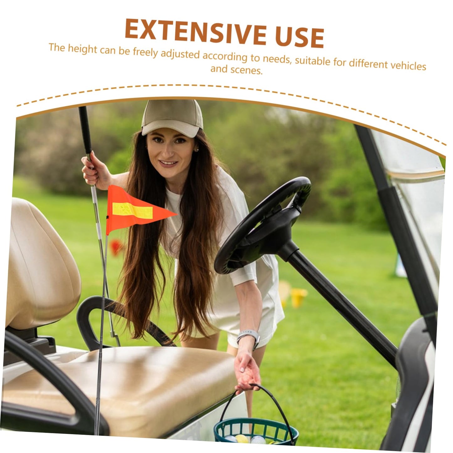 HAWILLOSCH Reflective Golf Cart Safety Flag Telescopic Pole Orange Triangle Flag for Wheelchairs Portable Adjustable Height for Outdoor Use