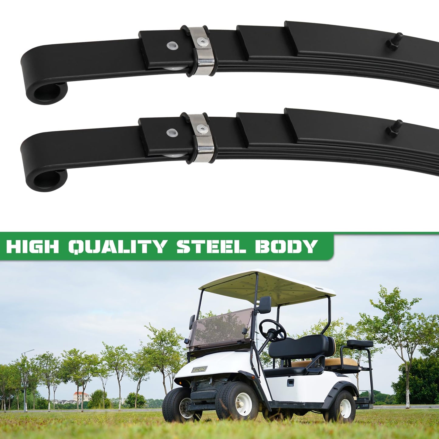 XUANYUDG0769 Heavy Duty 4-Leaf Golf Cart Rear Leaf Spring with Bushings and Sleeves for EZGO TXT 1994-up
