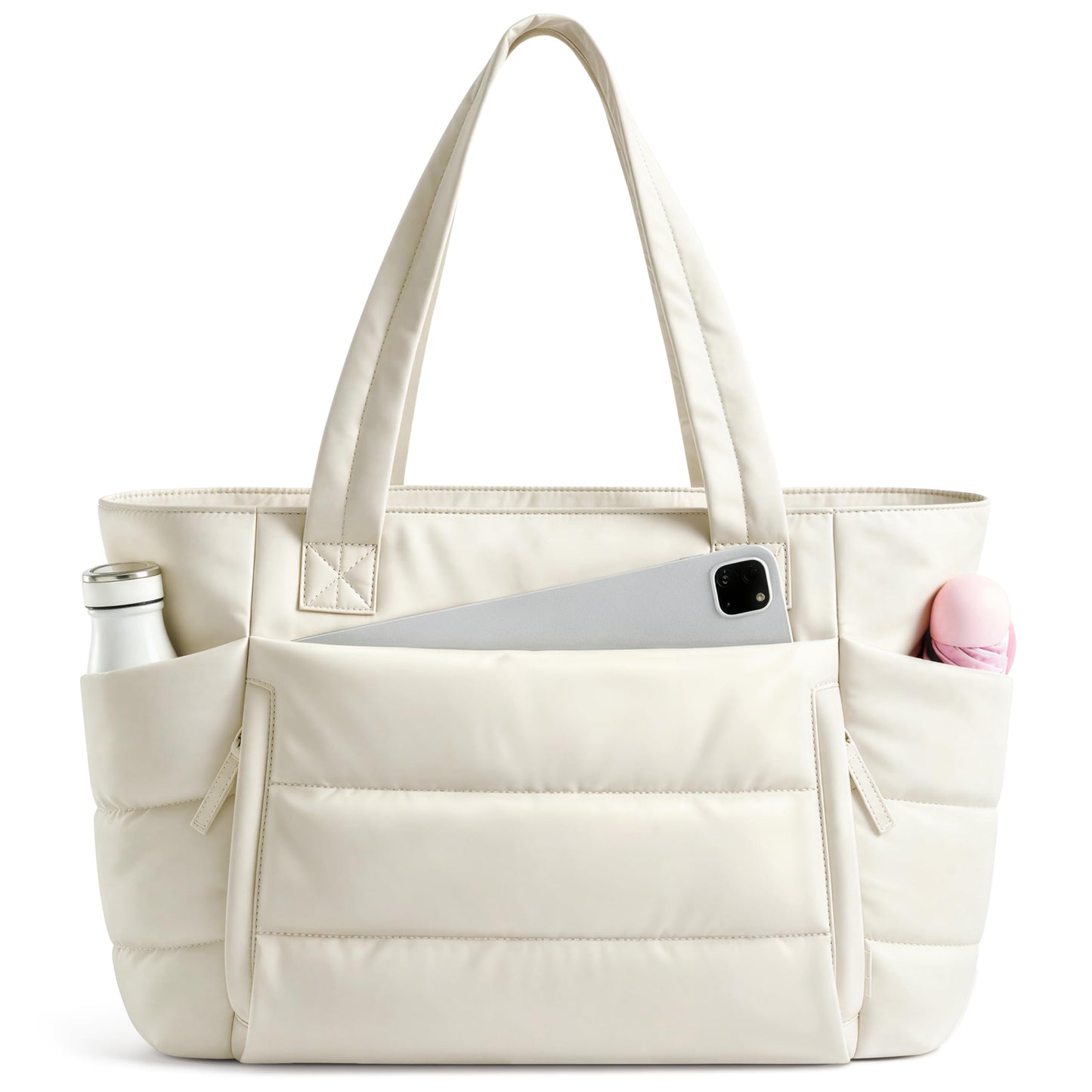 Uselike Tote Bag for Women with Zipper, Quilted Puffer Tote Bag with Compartments, Lightweight Puffy Work Bags for Women