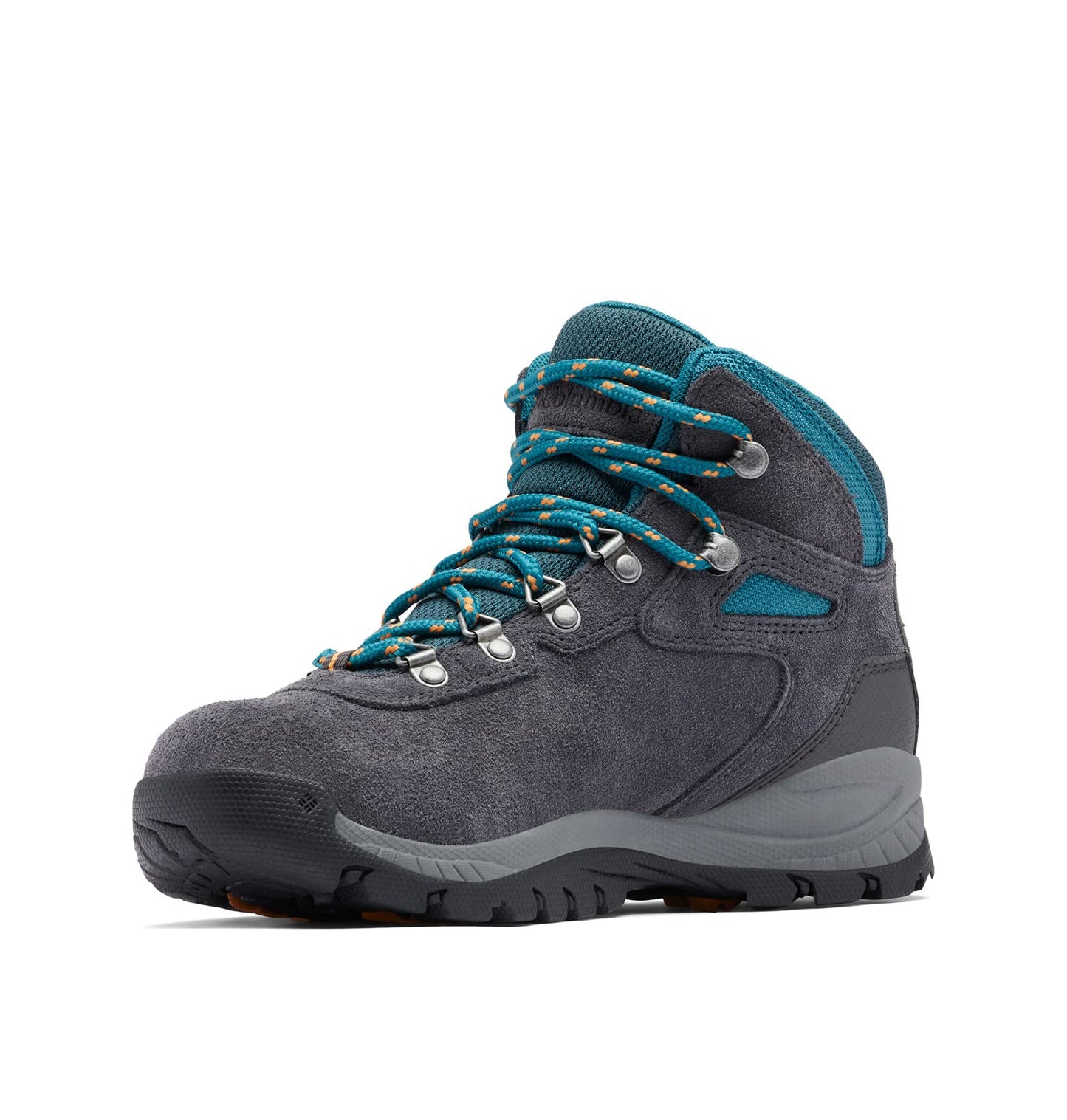 Columbia Womens Newton Ridge Plus Waterproof Amped, Shark/River Blue, 7 Wide
