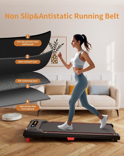 Anylife Walking Pad Treadmill - Portable Under Desk Incline Design | 330lb Capacity, LED Display, Remote Control