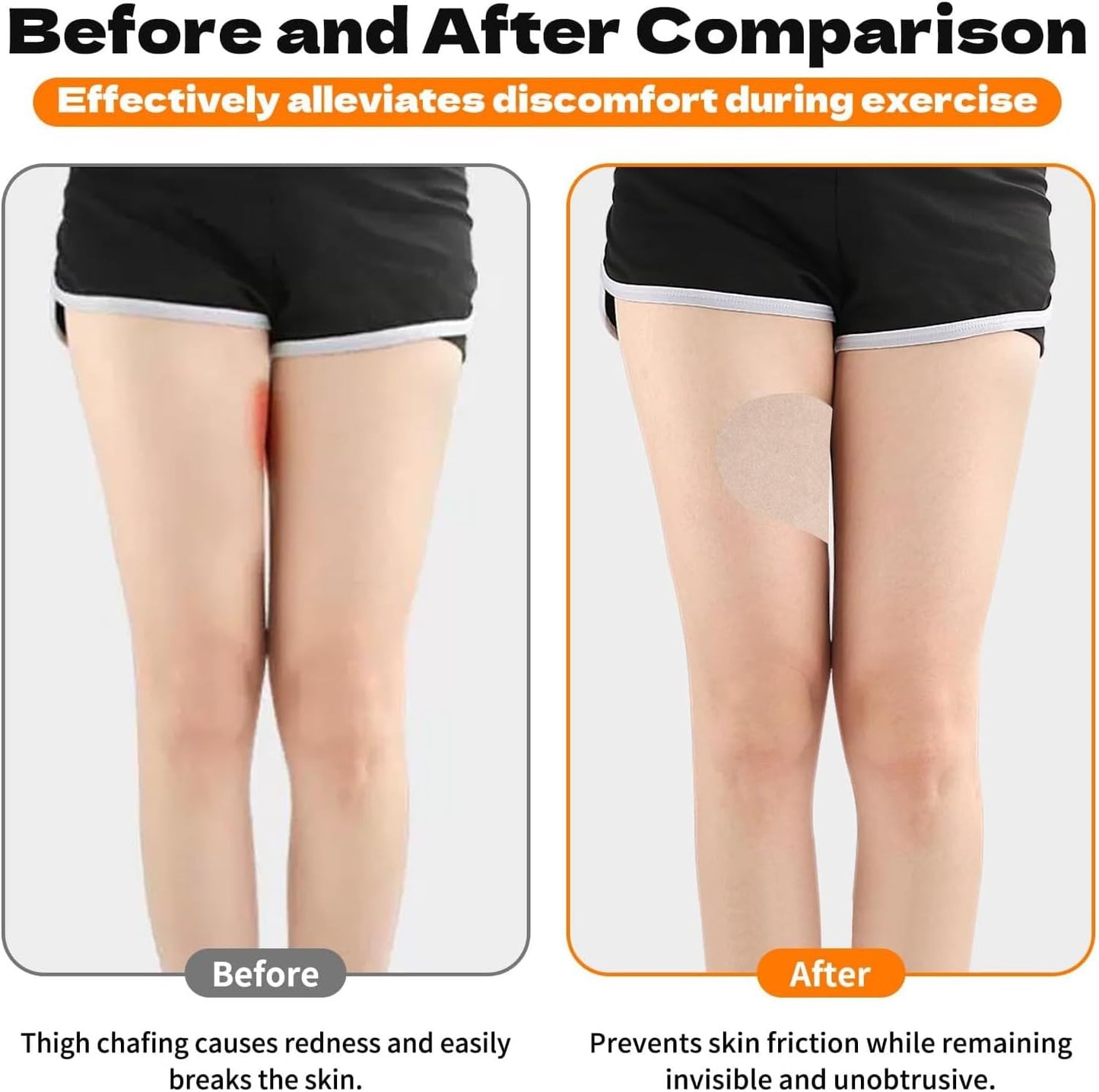 Skiennix 14 Pcs Inner Thigh Anti-Chafing Patches - Sweatproof Light Skin Tone Friction Pads for Women