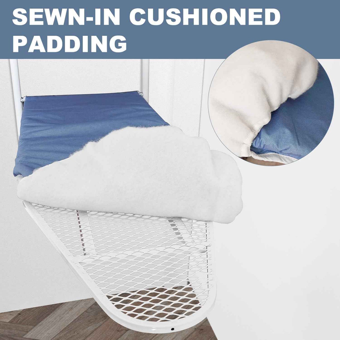 VividPaw 14x42 Inch Over-The-Door Ironing Board Cover with User-Friendly Design, Heavy-Duty Padding, Adjustable Elastic Drawstring and Fasteners - Replacement Iron Board Cover