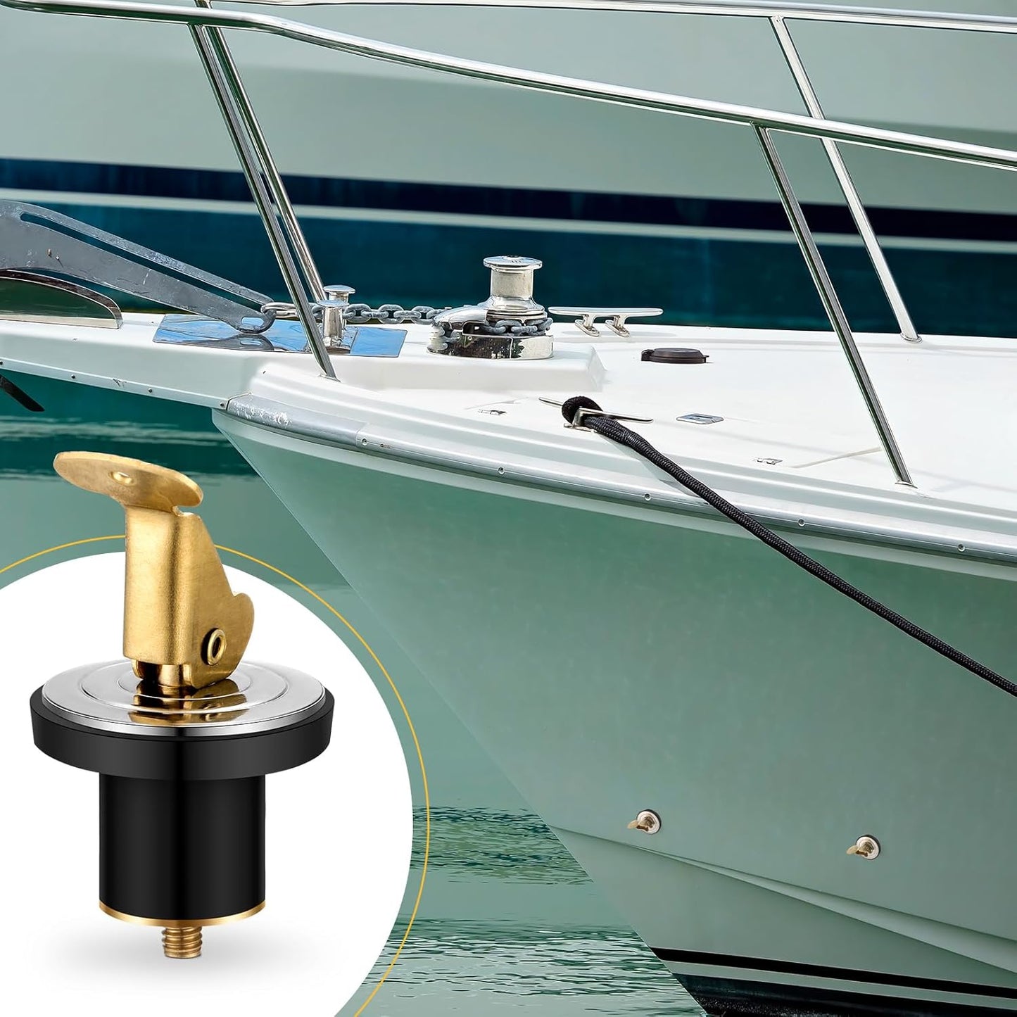 MorningRo Brass & Stainless Steel Baitwell Drain Plug - 3 Pcs Snap Lock for Boats & Kayaks