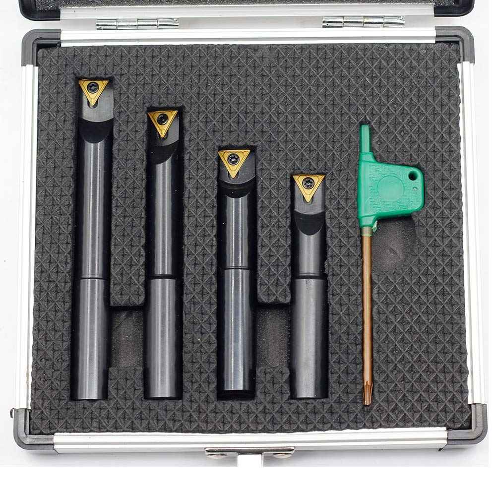 OSCARBIDE 1/2"Round Shank Boring Bar Set, 90 Degree with Indexable Carbide Inserts TCMT21.51(TCMT110204),4 Pieces/Set