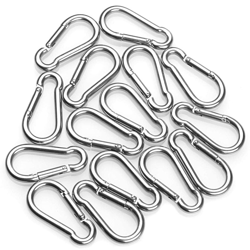 30 Pack 2 Inch Small Carabiner Clip Heavy Duty Spring Snap Hook M5 Stainless Steel Bulk Mini Locking Carabiner Clips for Key Hiking Camping Fishing Outdoor and Gym