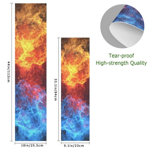 Kigai Fire & Ice Skateboard Grip Tape Sheet,Non Slip Waterproof Sandpaper Scooter Grip Tape Longboard Griptape 33.1x9.1inch