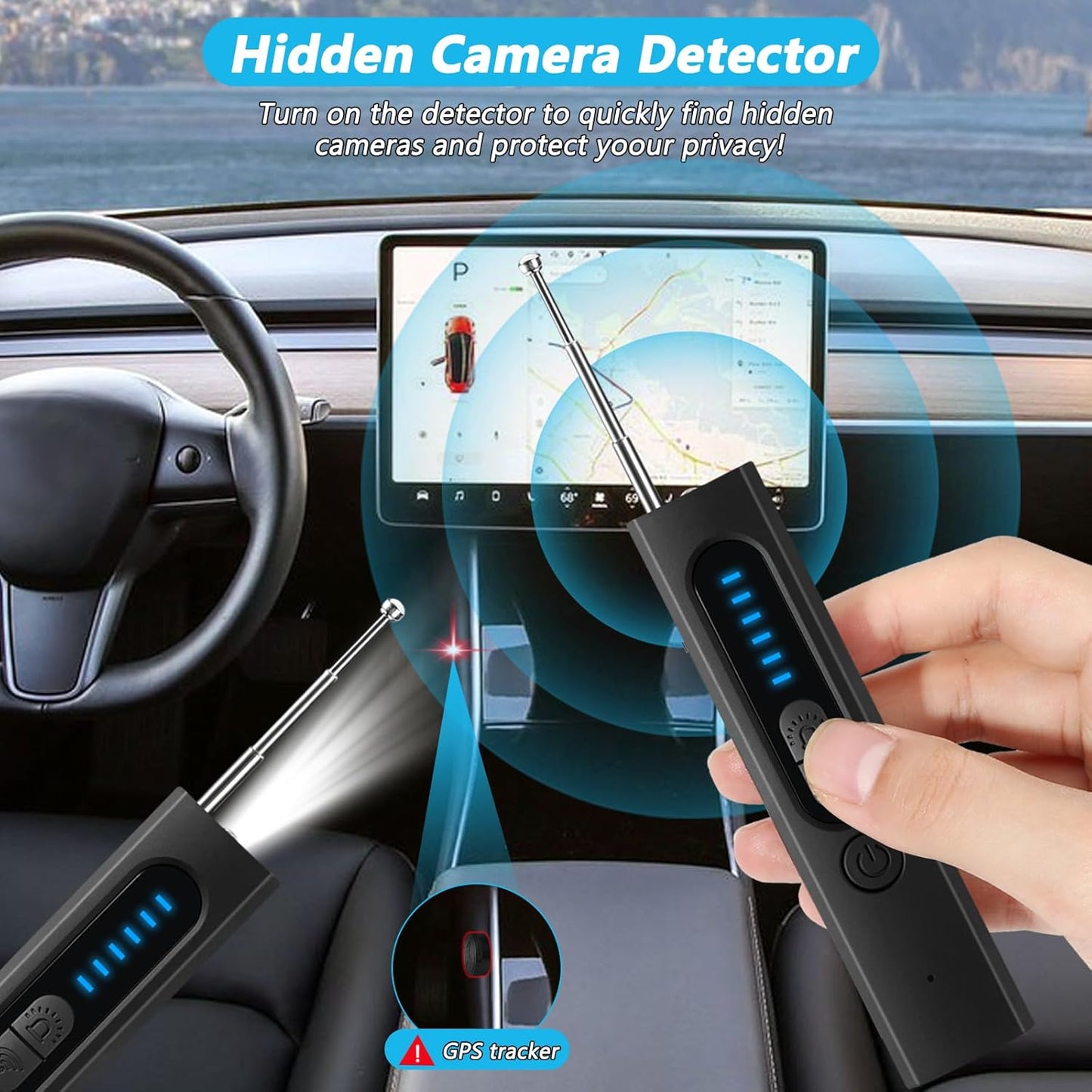 Anti-Spy Hidden Camera & GPS Tracker Detector - RF Signal Bug Sweeper, 30H Battery Life