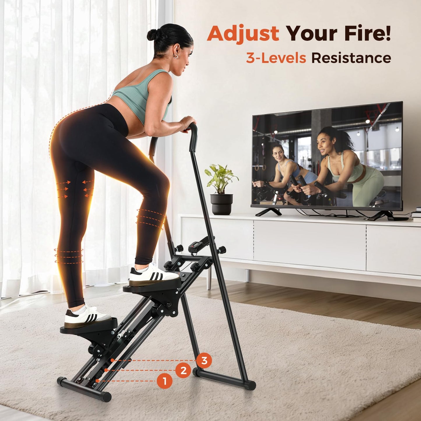 Sportneer Foldable Stair Stepper for Home Gym, Adjustable Resistance, Vertical Climber with Handlebar, Extended Step Range for Full-Body Workouts with 440lbs Weight Capacity Dark Black