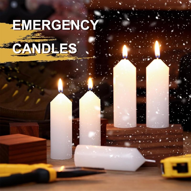 Threlaco 36 Pack 9 H+ Emergency Candles Bulk Long Burning Survival (15h+ Inside Candle Lantern), 3.5 Inch White Pillar Candles Bulk for Power Outage, Camping Emergency Survival Preparedness