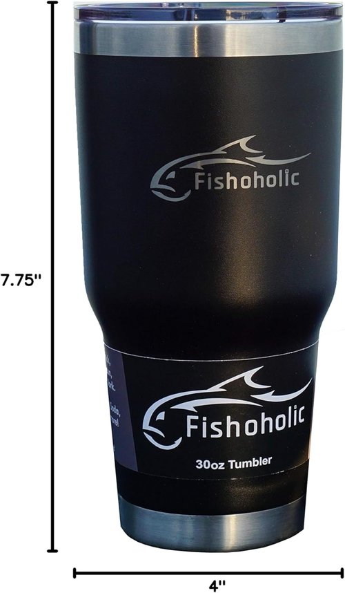 Fishoholic Tumbler - 20oz/30oz Stainless Steel Mug with Magnetic Slide Lid | Double Wall, Vacuum Insulated for Hot & Cold Drinks
