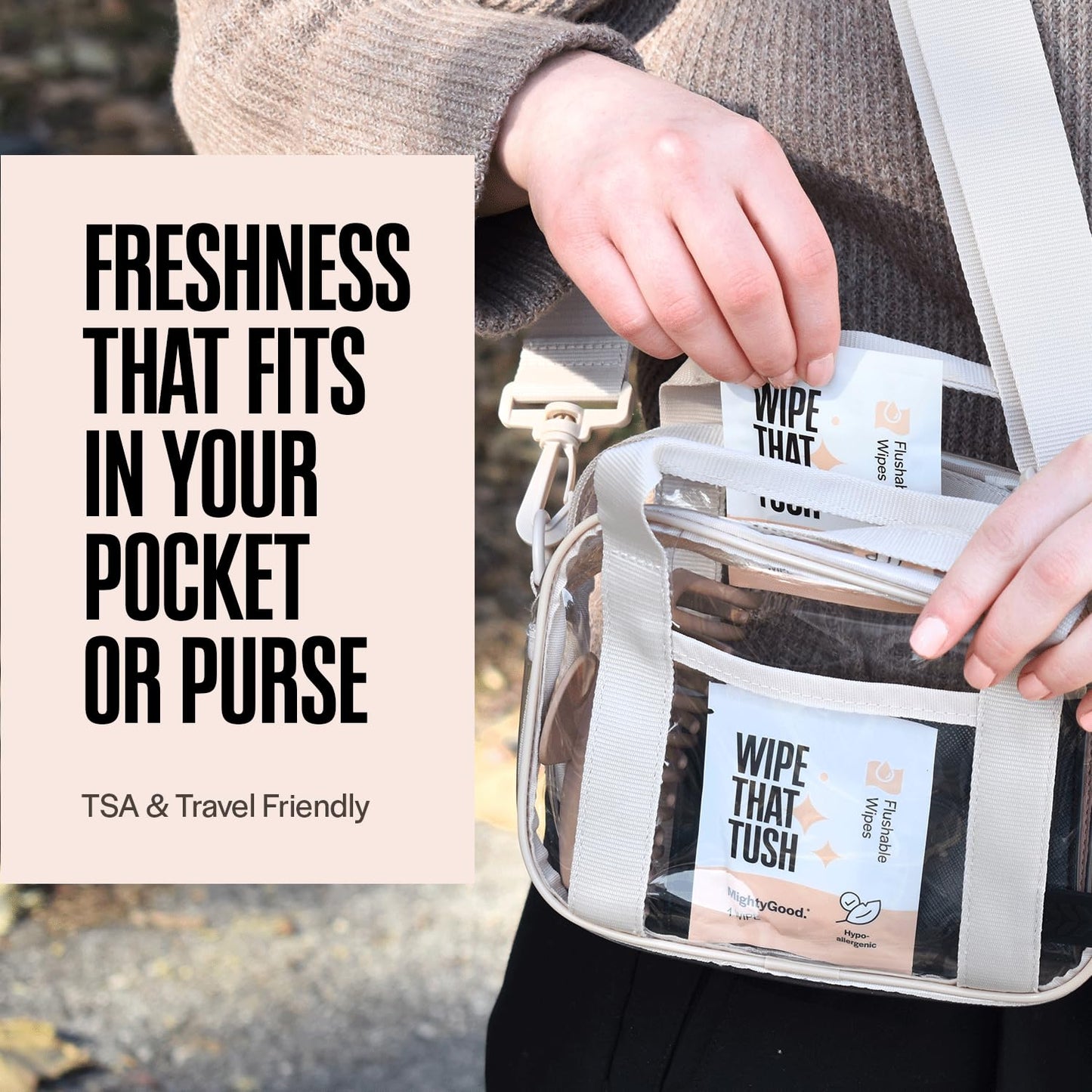 Wipe That Tush Flushable Wipes - Extra Large & Soft, Fragrance-Free, Hypoallergenic - 30 Individually Wrapped Wipes