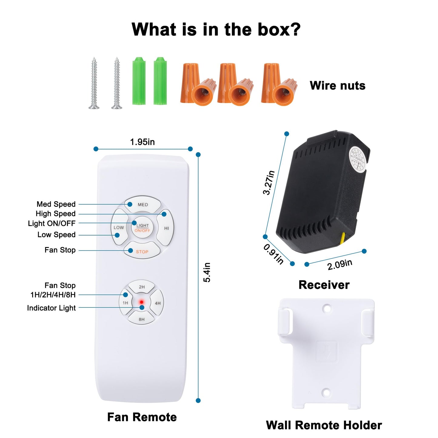 LPHUMEX Ceiling Fan Light Remote Control Kit with Ultra-Small Receiver – Ceiling Fan Speed, Timer & Light Control, Universal Compatibility for AC Motor Hunter/Honeywell/Hampton Bay/Other Ceiling Fans