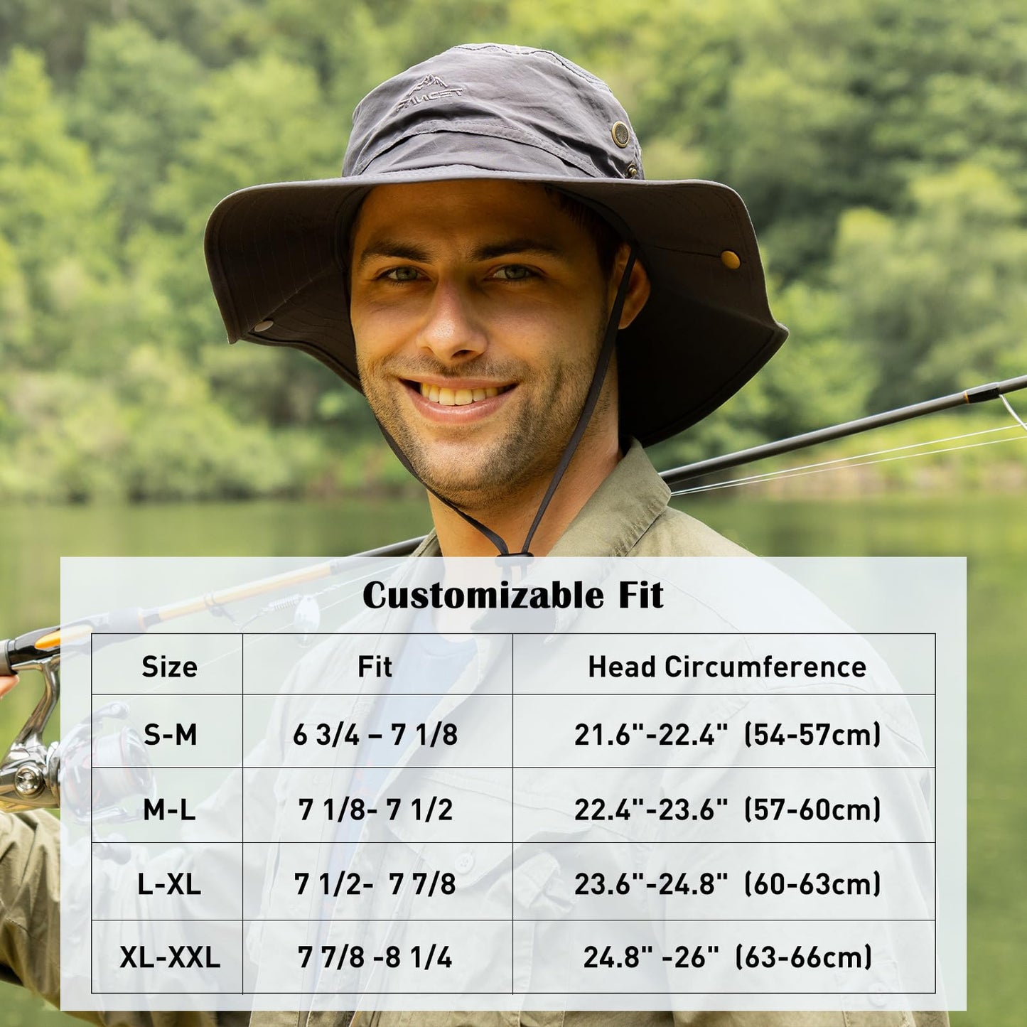 Comhats Waterproof UPF 50+ Sun Boonie Bucket Hat for Men, Grey Camo L/XL