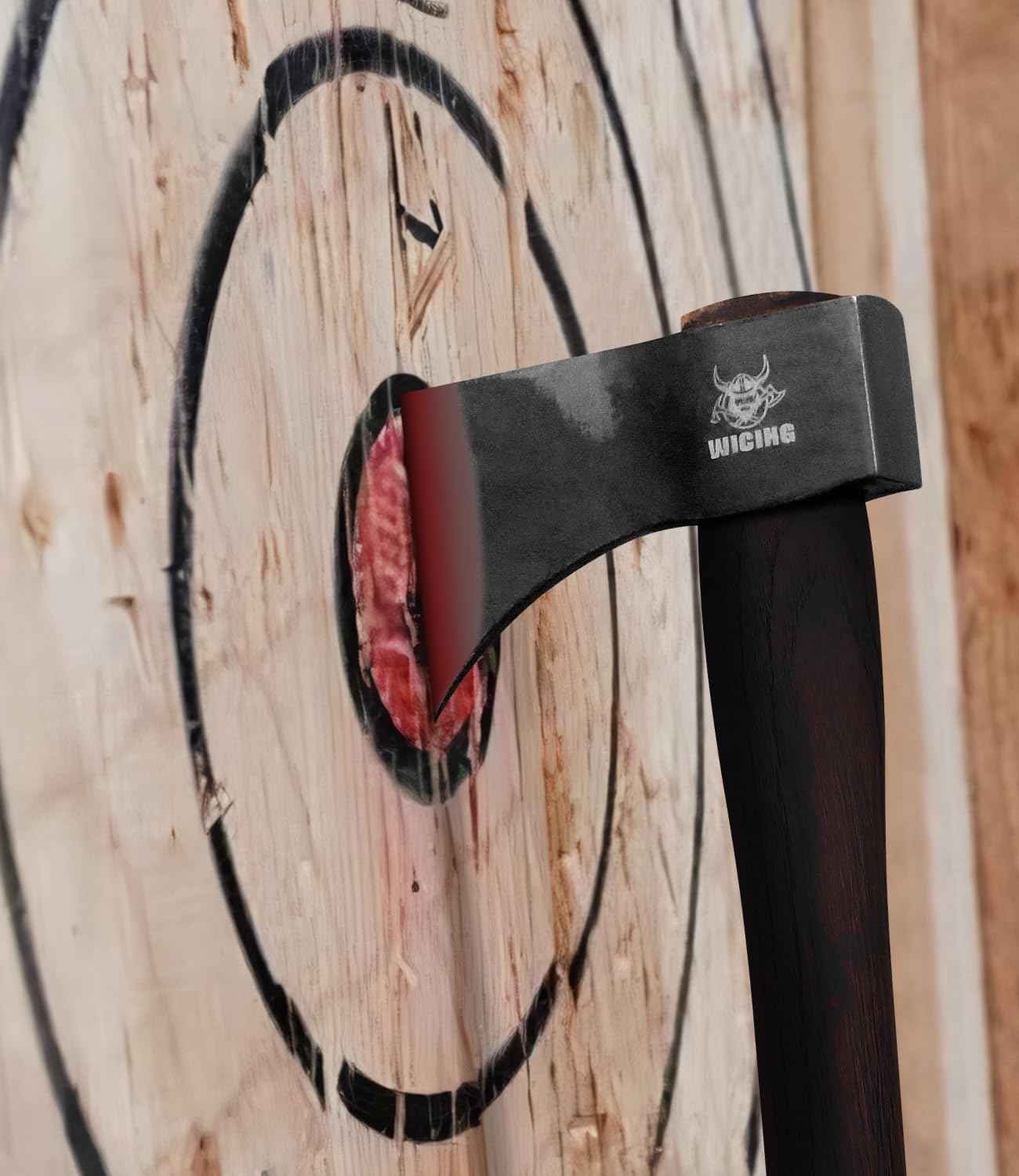 WICING 15.7" Throwing Axes, 1065 Manganese Steel Throwing Hatchet Beech Wood Handle for Axe Throwing Competitions - 3 Pack