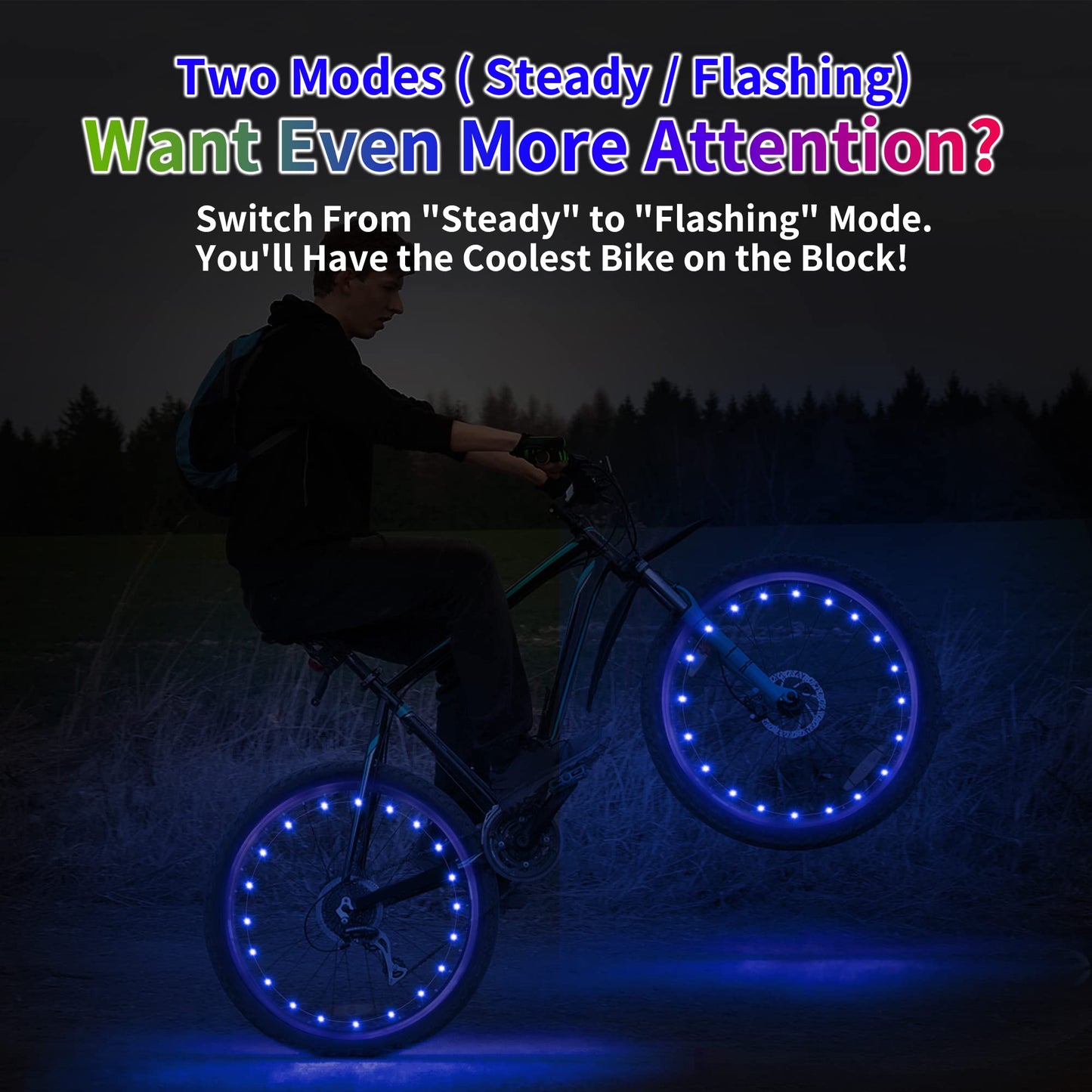 DAWAY A01 LED Bike Wheel Light (1 Tire, Blue) - Fun Bicycle Spoke or Frame Light Strip, Bright Bike Tire Lights for Kids, Boys, Girls, Men, Women, Teens, Cool Bike or Wheelchair Decoration Accessory