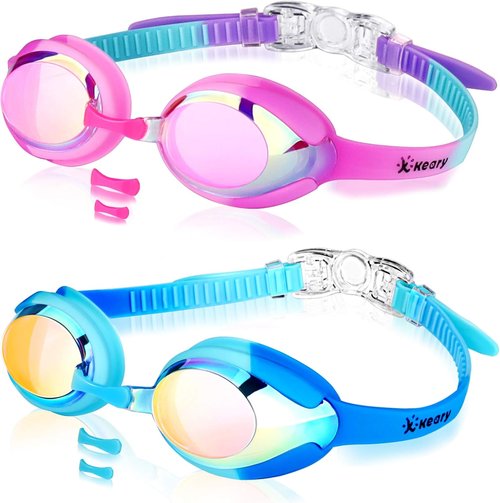 Keary Kids Swim Goggles - Anti-Fog, Waterproof, UV Protection for Ages 3-12 | Clear Vision Pool Goggles