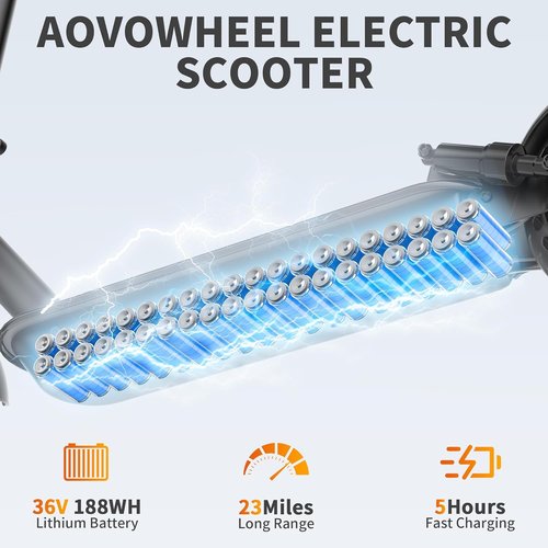 Aovowheel Electric Scooter - Folding E-Scooter with 250W-500W Motor | 16-24 MPH, 15-60 Miles Range, Dual Brakes