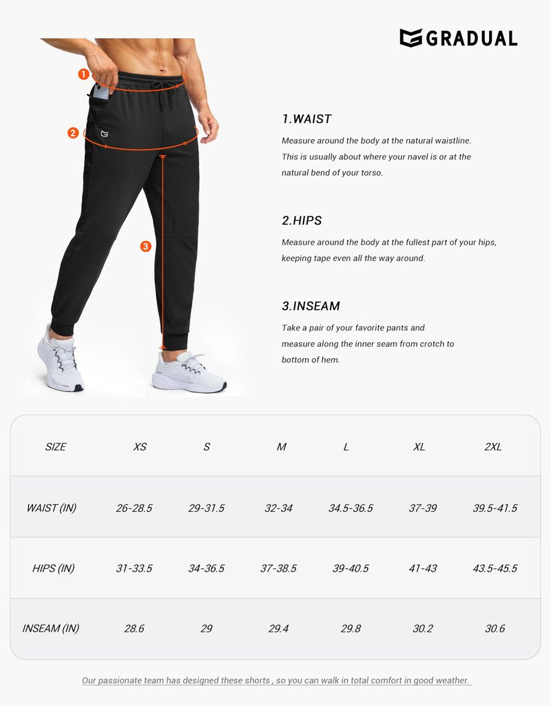 G Gradual Men's Fleece Lined Athletic Pants with Zipper Pocket Winter Warm Joggers Water Resistant Running Sweatpants for Men(Black,M)