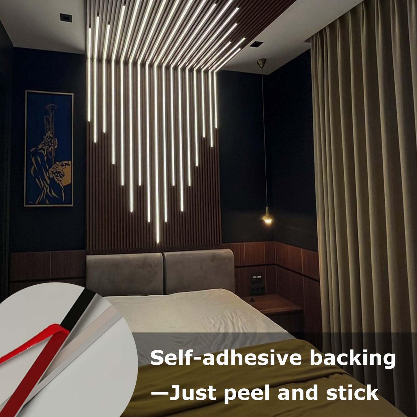 ATA LED Recessed Lighting Kit for Wall Panels - 6pcs Self-Adhesive Wall LED Lights for Interior Wall Decor, 3000k Touching Switch Light for Wood Slat Wall Panels (Touch Sensor Switch)