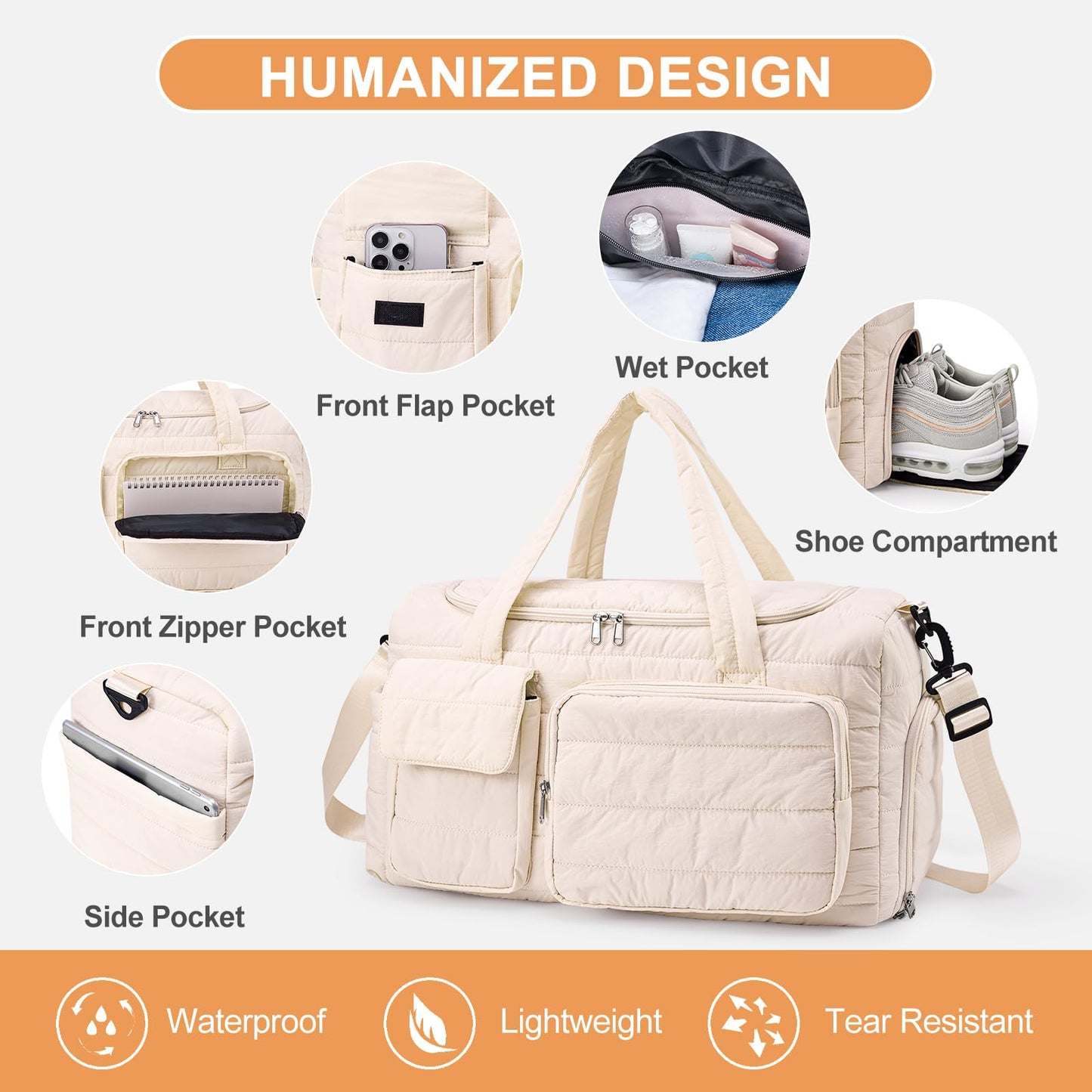 Small Gym Bag for Women, Travel Duffle Bag Carry On Weekender Bag with Shoe Compartment
