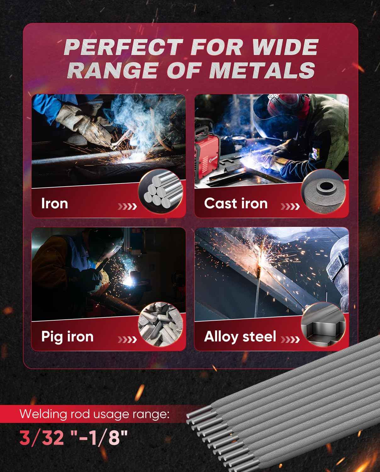 Saker Mini Stick Welder, 110V Portable Welding Machine, 20-130A Arc Welder with Smart LED Display, IGBT Inverter, Anti-Stick & Hot Start,Portable Stick Welder for Home & DIY