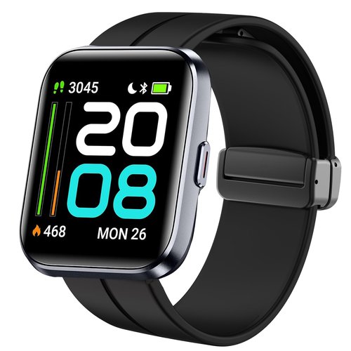 Lamshaw ID208 Plus Smart Watch Band, Soft Silicone Sport Wristband Replacement Straps Compatible for Quican, aeac, WMK, Fitpolo ID208 Plus 1.8'' Smart Watch (Black)