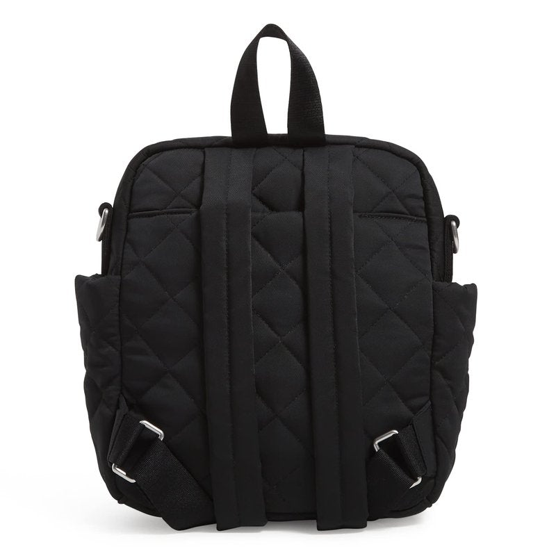 Vera Bradley Women's Performance Twill Convertible Small Backpack, Black, One Size