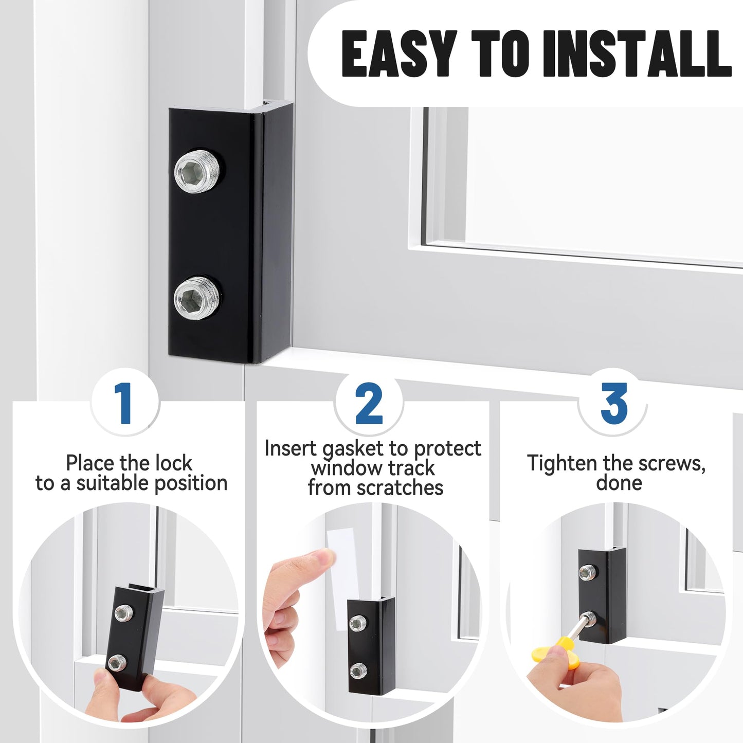 Erogeen Window Locks, 4 Sets Sliding Window Locks with Key for Vertical and Horizontal Sliding Windows & Doors, Adjustable Aluminum Window Stopper Security for Child Home Safety (Black, 4Pack)