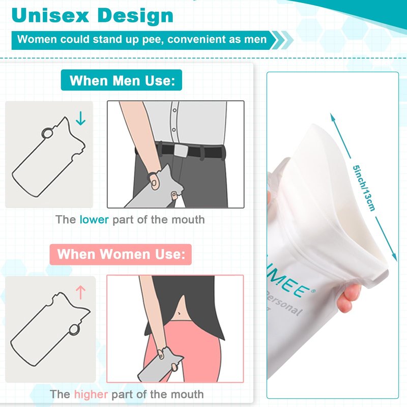 OUMEE 800ML Emergency Disposable Urinal Bags, 8/12/20/23/28 Pcs Camping Pee Bags Unisex Urine Bag Vomit Bag for Travel Traffic Jam Portable Toilet for Men Women (23)