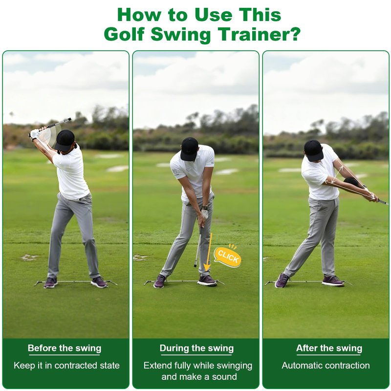 UYCCIMB Retractable Golf Swing Trainer, Portable Golf Grip Trainer Right Hand with Practice Golf Club Weights for Enhance Swing Technique, Beginners Tempo Trainer for Chipping Hitting