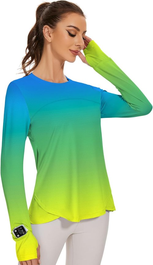 Blingfit Women's Long Sleeve Workout Tops - Lightweight UPF50+ UV Protection for Running & Hiking