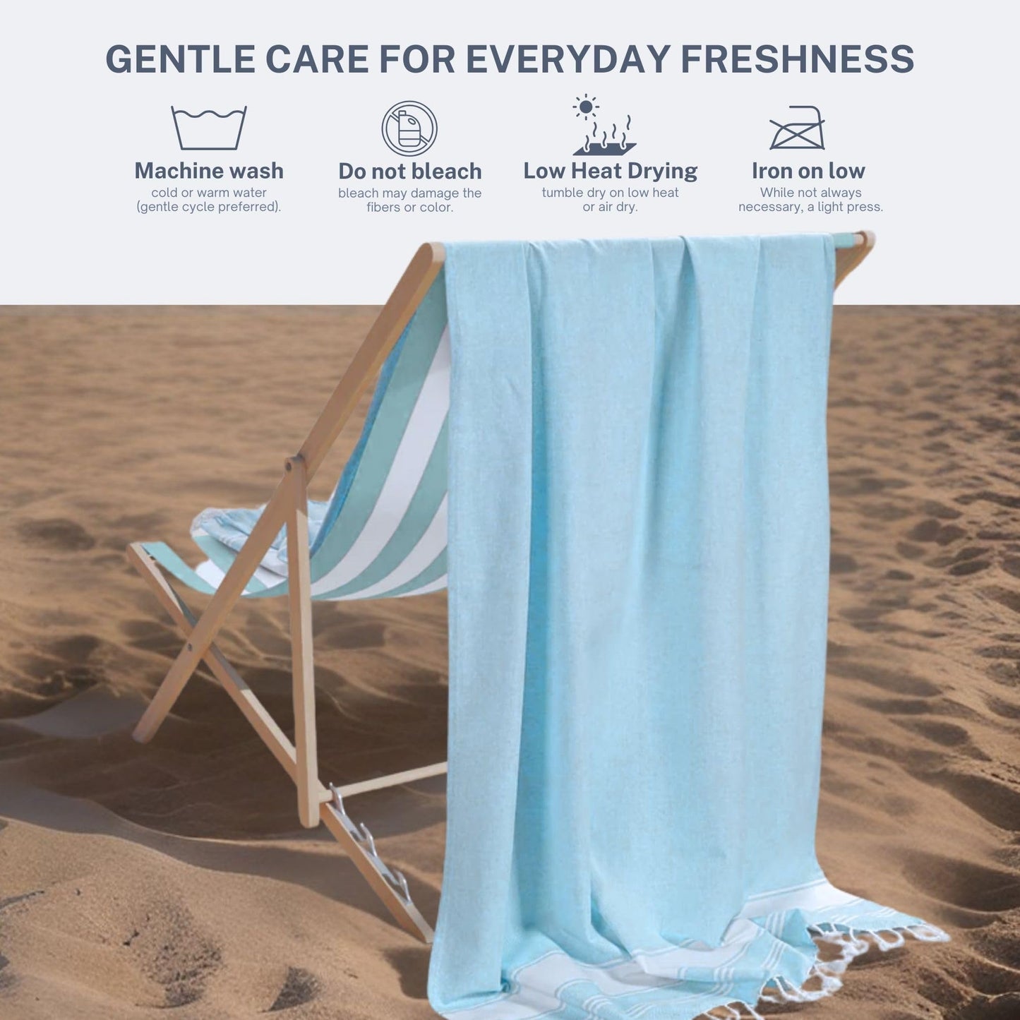 9Threads Cotton Turkish Beach Towel with Towels Oversized 36"x72" Pool Absorbent Extra Large Quick Dry Sand Travel Towel (Light Green, 2 Pack)