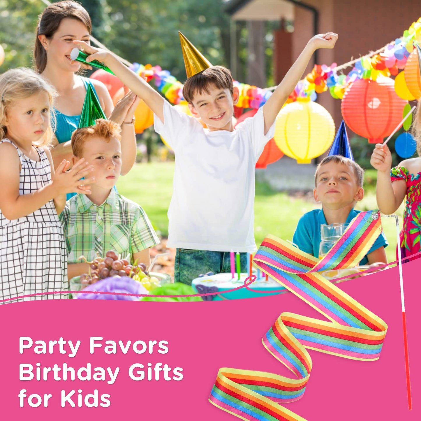HiUnicorn 12PCS Rainbow Dance Wands Ribbon Streamers for Kids Gymnastics Rhythmic Dancing Twirling Sticks Silks Wands for Girls Circus Carnival Birthday Party Favors Rewards Gift