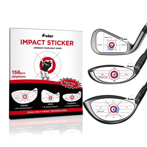 IJEKER Golf Impact Tape - High-Resolution Strike Stickers for Iron, Wood & Fairway Clubs, Non-Residue, Swing Training Aid Impact Labels, Mixed Club Types, 156pcs
