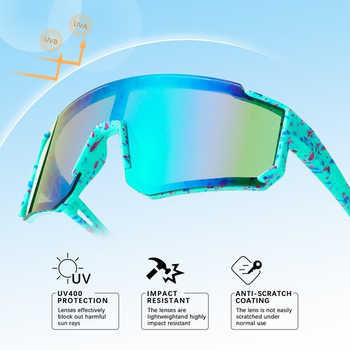 DYSAKER Youth Baseball Sunglasses for Boys Girls Age 4-12, Softball Cycling Sunglasses for Kids with Strap UV Sports Goggles